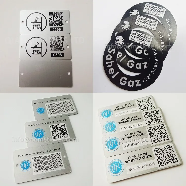 product metal serial number equipment nameplate laser marked qr code id tracking label sequential barcode aluminium inventory asset tags-5