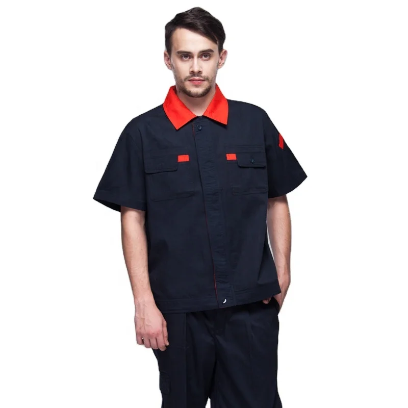 Summer Mechanic Shirt Work Clothes Men 