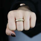 Cz Ring Fashion Gold Rose Gold Plated Thread Dome Women Jewelry Bling Delicacy Cz Ring