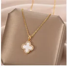 2021 New Ins Stainless Steel 18k Gold Plated Diamond 4 Leaf Clover Necklace