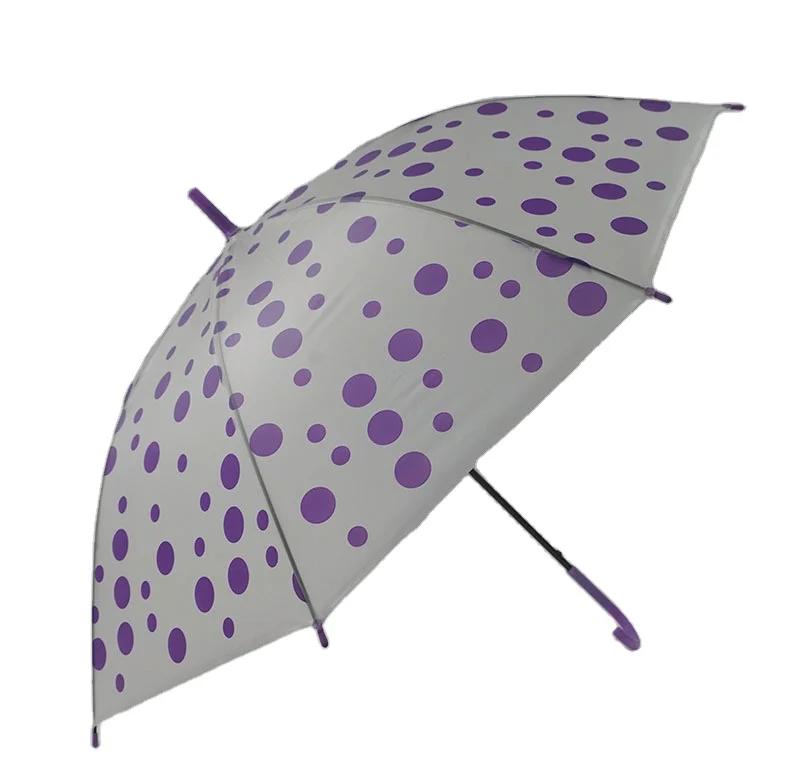 KLH418 Cheap Clear PVC Umbrella  Hot Sale Transparent Polka Dot Umbrella Frosted Straight Plastic Umbrellas