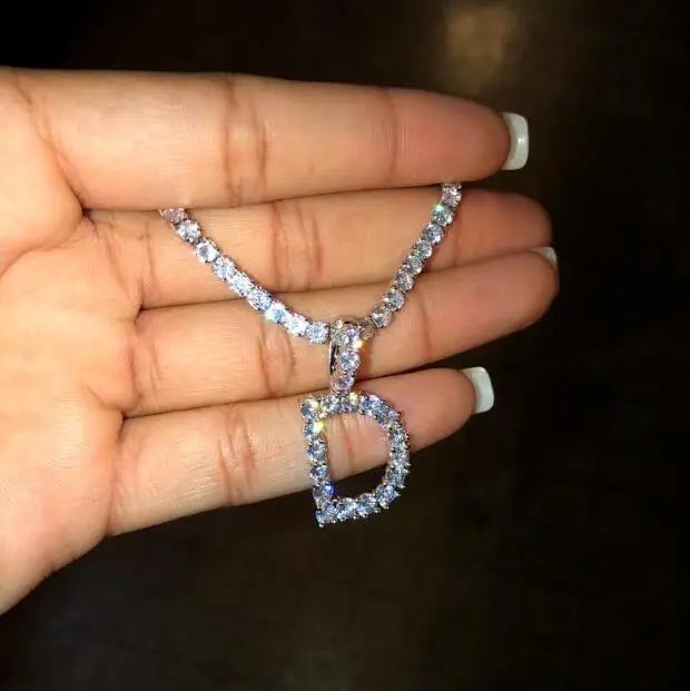 wholesale alphabet cubic zirconia diamond tennis letter initial necklace for women 2019