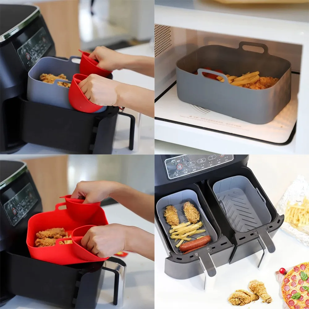 Rectangular Silicone Baking Tray with Handle, Food-grade, Heat-resistant Baking Tool for air Fryer supplier