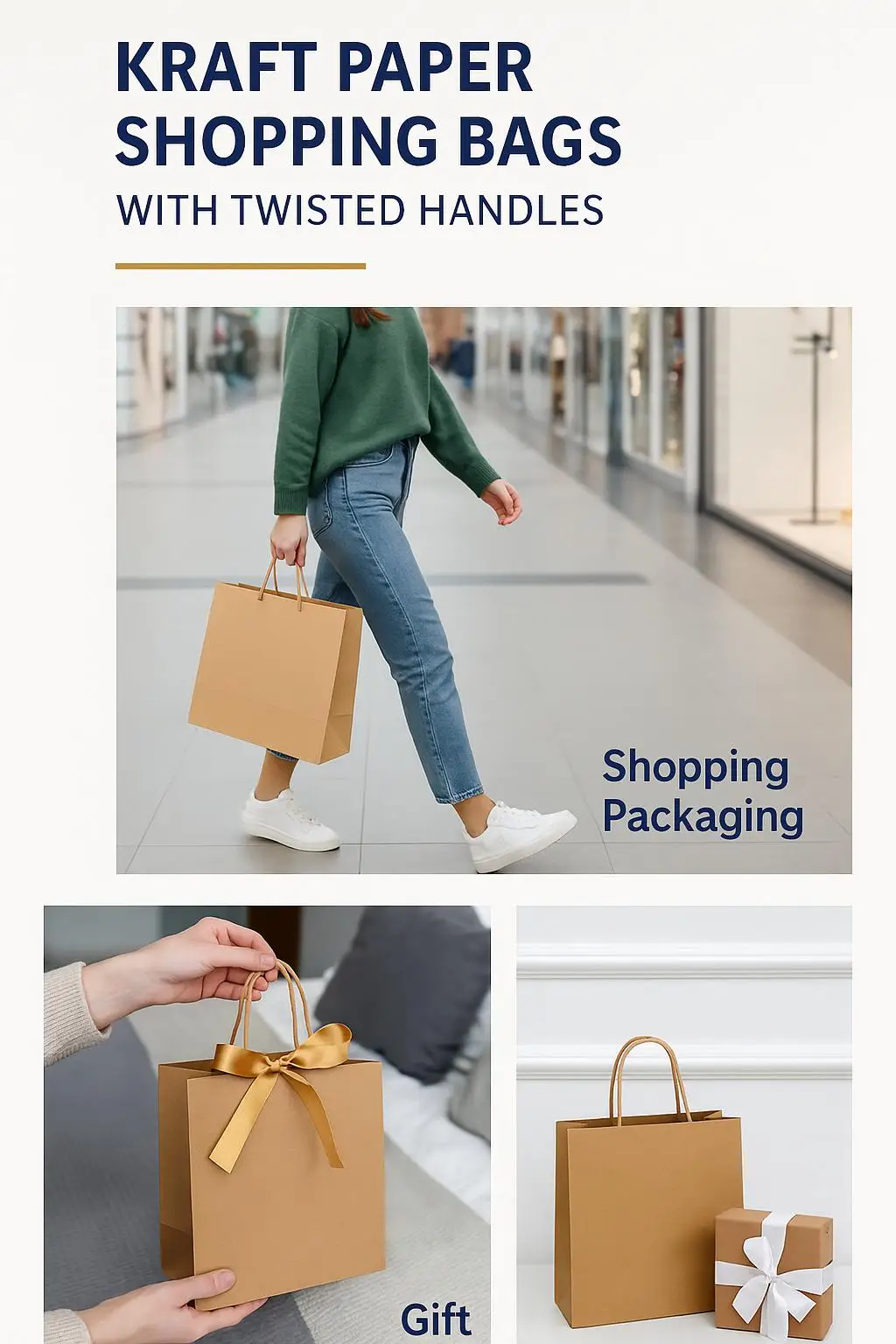 Kraft Brown Paperboard Bag Cotton Handle Durable Embossing Lamination for Supermarket Clothing Crafts Bakery Packaging - detail 4