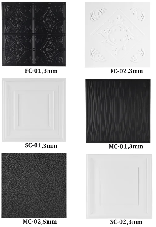 Square Ceiling Sheet Fire Retardant  waterproof PVC Material 3D Ceiling Tiles For Interior Decoration Embossed