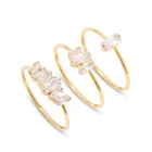 Cz 925 Silver Rings Gemnel Stone Jewelry Set Baguette CZ Stone 925 Silver Women Gold Rings