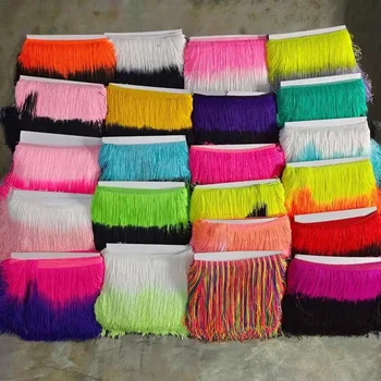 Custom Latin  Elegant 20cm Two-Way Color Tassel Fringe Trim Polyester and Silk with Sustainable Features for Dance Dresses