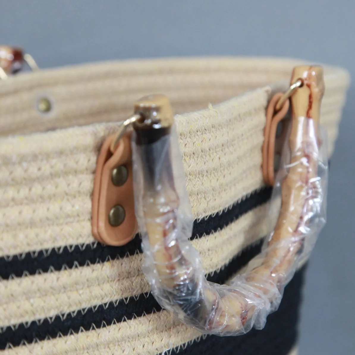 Cotton Rope Woven Summer Beach Bag Soft  Handmade Large Straw Tote Bag Women's Macrame bag