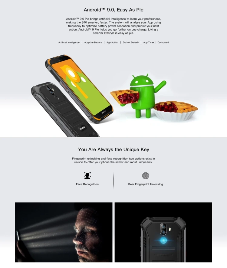 DOOGEE S40 2019 3GB+32GB Rugged Quad Core 5.5 inch 4650mAh 8.0MP Android 9.0