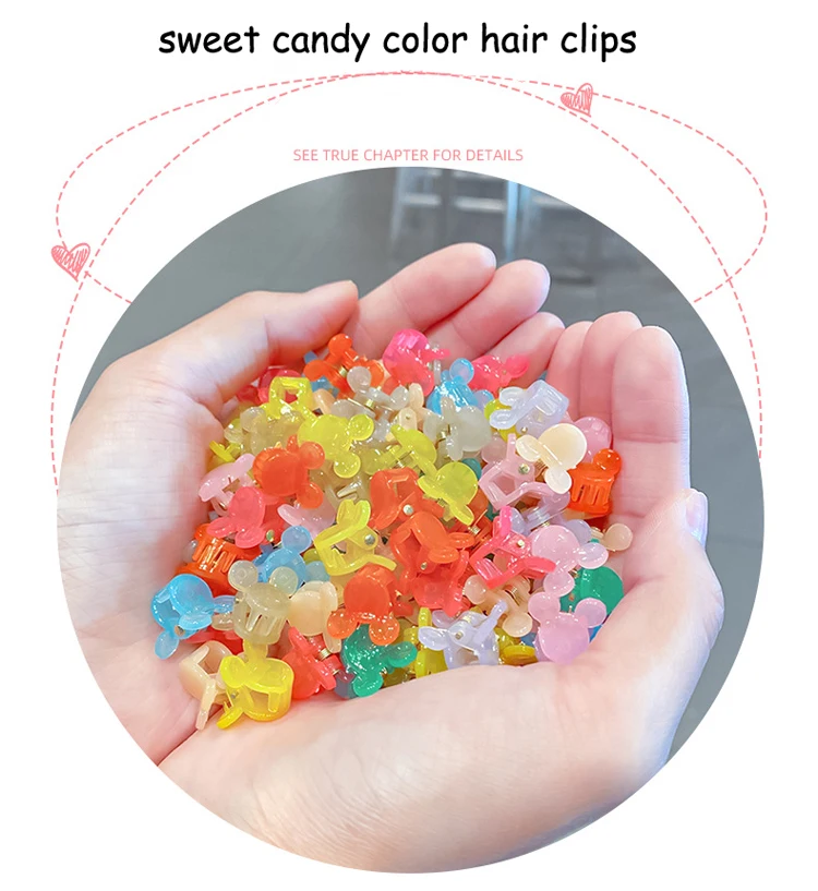 Fashion mini 1.3CM  jelly candy color  hair claw clips baby hair pins acrylic hair grab clip for children