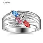Ring Wholesale Hot Selling Luxury Style Women Gift Lettering 4 Birthstone 925 Sterling Silver Wedding Ring