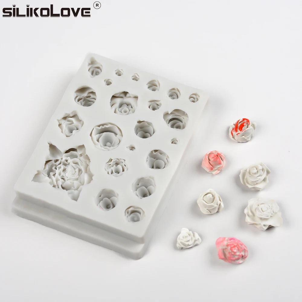 Factory price fondant cake thick silicone molds for cake decoration mold flower rose shape decorating mold diy tools moulds