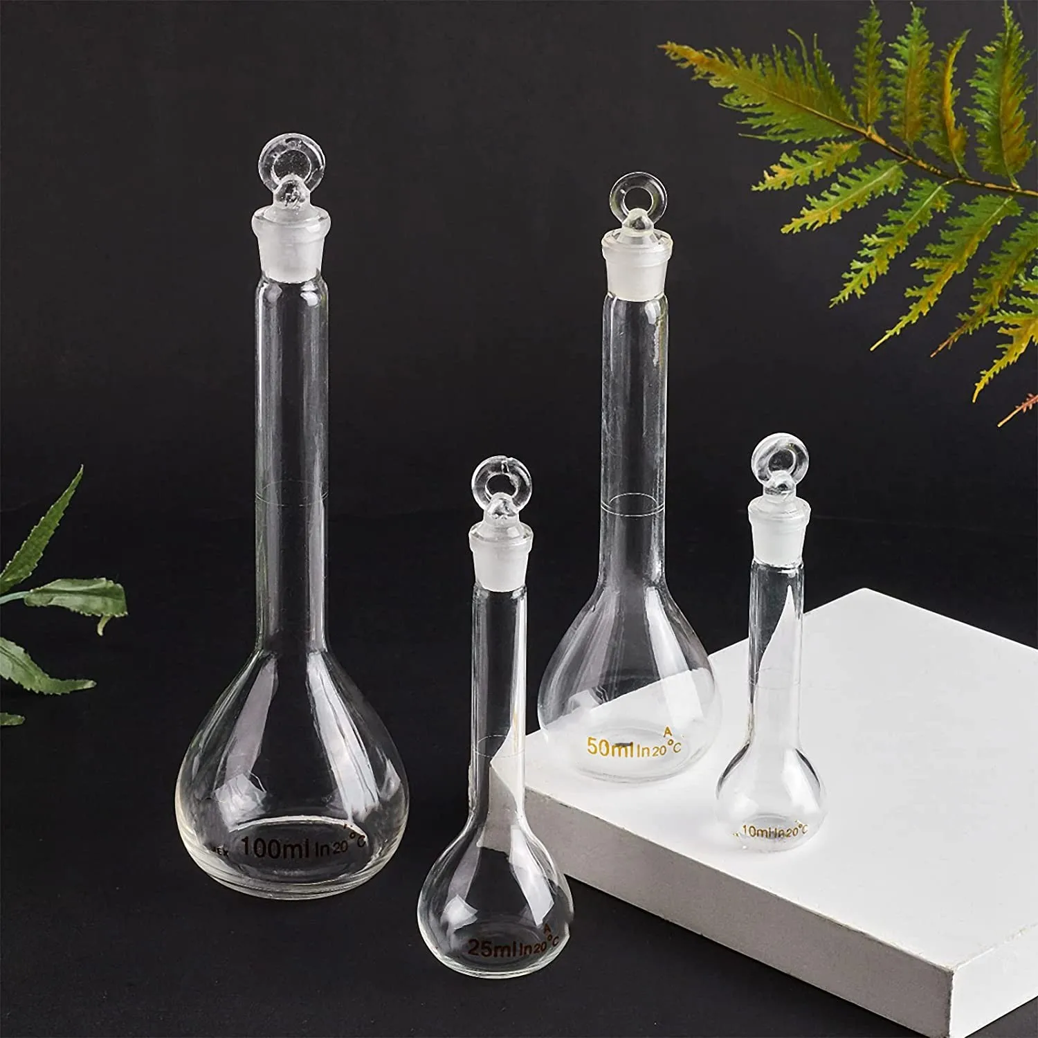 Laboratory Measuring Volumetric Flask Clear Glass Pp Stopper Glass