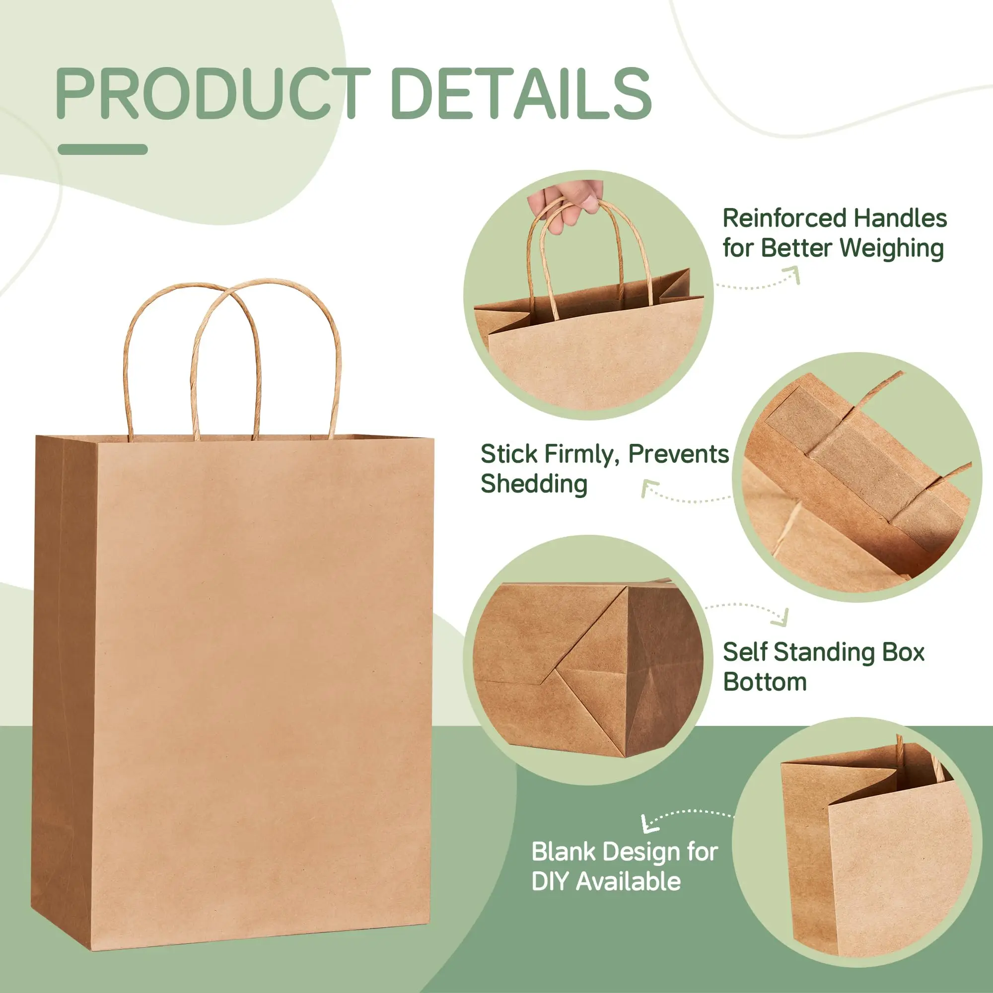 Factory Customized Print Logo Fast Food Packaging Grocery Retail Take Away Take Out Orange Kraft Paper Bag with Handles factory