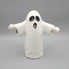 Party Hand Painted Halloween Ghost Decoration LED Lighted Ceramic Halloween Decor For Halloween Party