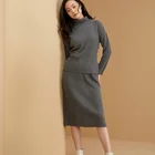 Design Skirt Cashmere Skirt Office Elegant Simple Design Rib Pit Trim Below-The-Knee Women Knitted Cashmere Skirt