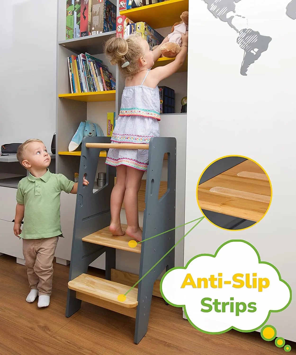 Tabouret d'aide à la cuisine personnalisé, tour debout pour enfants en bas âge, fabrication de tour d'apprentissage en bois Montessori pour enfants