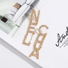 Rhinestone Earrings 18K Gold Plated Luxury CHA Geometric Letter Rhinestone Stud Earrings For Girls Women
