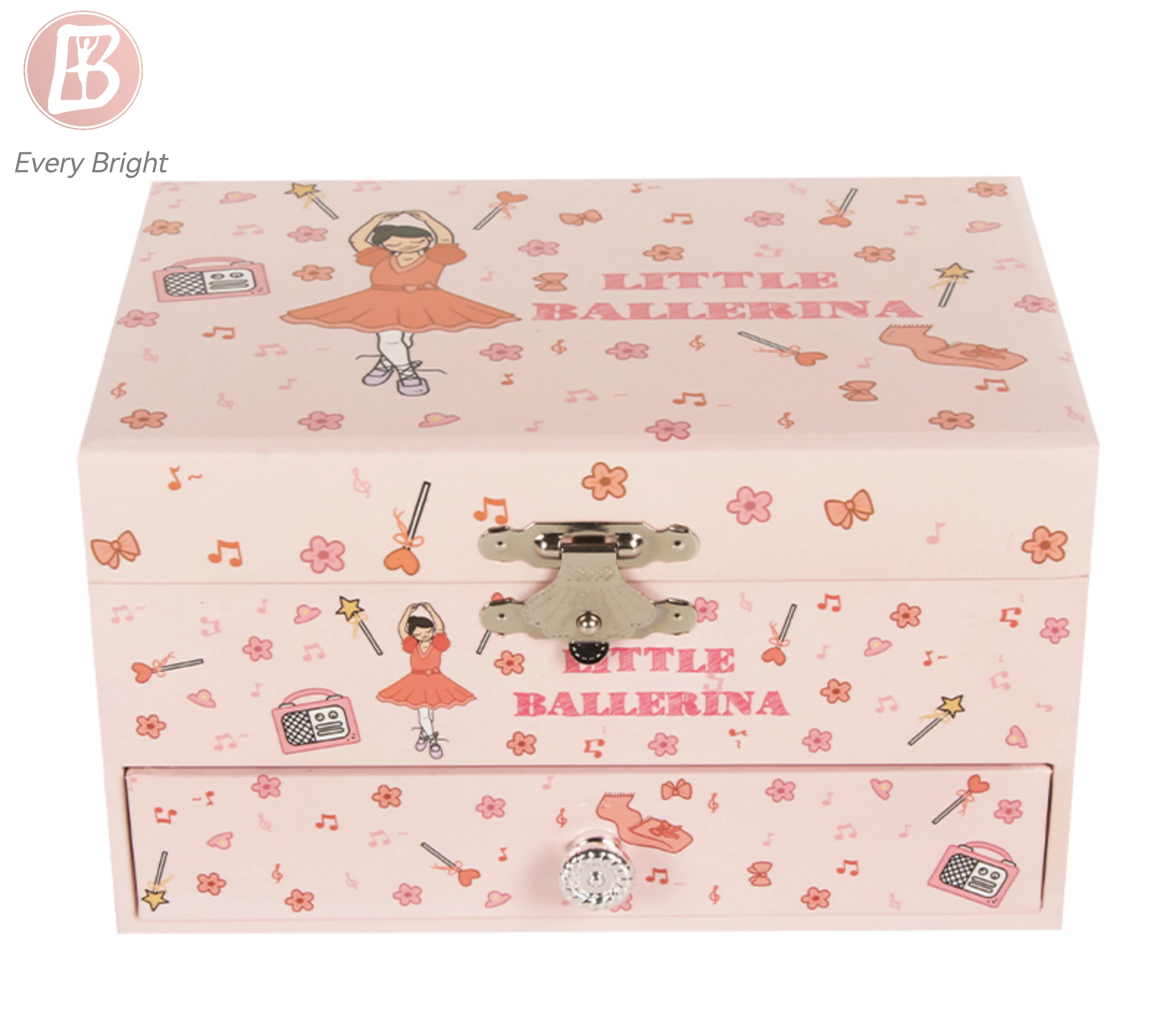 Ever Bright Custom Little Girls Pink Handmade Musical Jewellery Dancing Unicorn Ballerina Jewelry Music Box