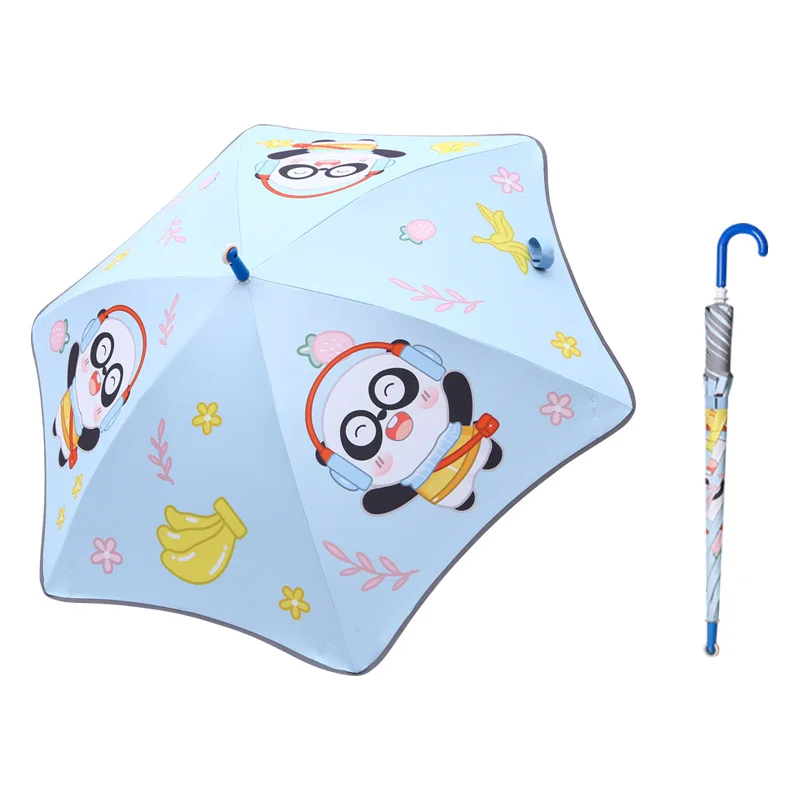 factory custom umbrella cute kindergarten lightweight long handle safety round corner school sun kids umbrella