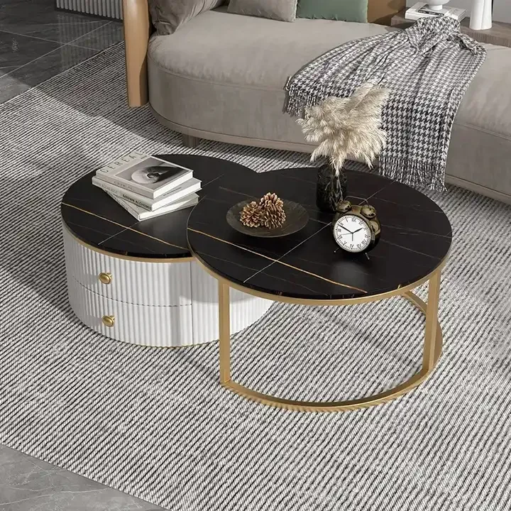 Modern Nordic Tea Table Marble Round Coffee Table Light Luxury Living Room Furniture