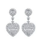 Earrings Hot Sale Fashion Jewelry 14k 18k Solid Gold Baguettes Diamonds Heart Shape Earrings For Women