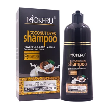 Wholesale MOQ 1pc Customize Mokeru Natural Permanent Long Lasting Fast Hair Dye Black Color Shampoo For Men Women Gray Hair Dye