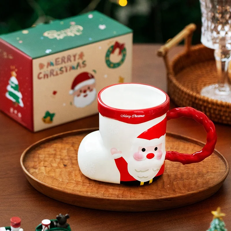 Hot Selling Customized Water Mugs Holiday Promotion Gift Christmas Colorful Santa Claus  Ceramic Cup Ceramic Christmas Mug