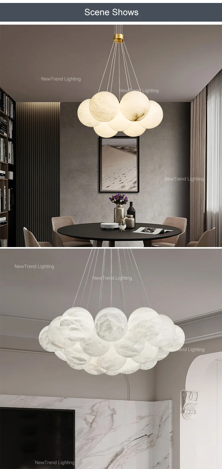 CPL-238 Focus on Customization Fixture Living Room Dining Room Bedroom Modern Marble Ring Balloon Chandelier manufacture