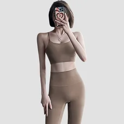 New Arrival Two-Piece Elastic Breathable Fitness Work Out Sportswear Tracksuit Scrunch Butt Yoga Set Yoga Suits
