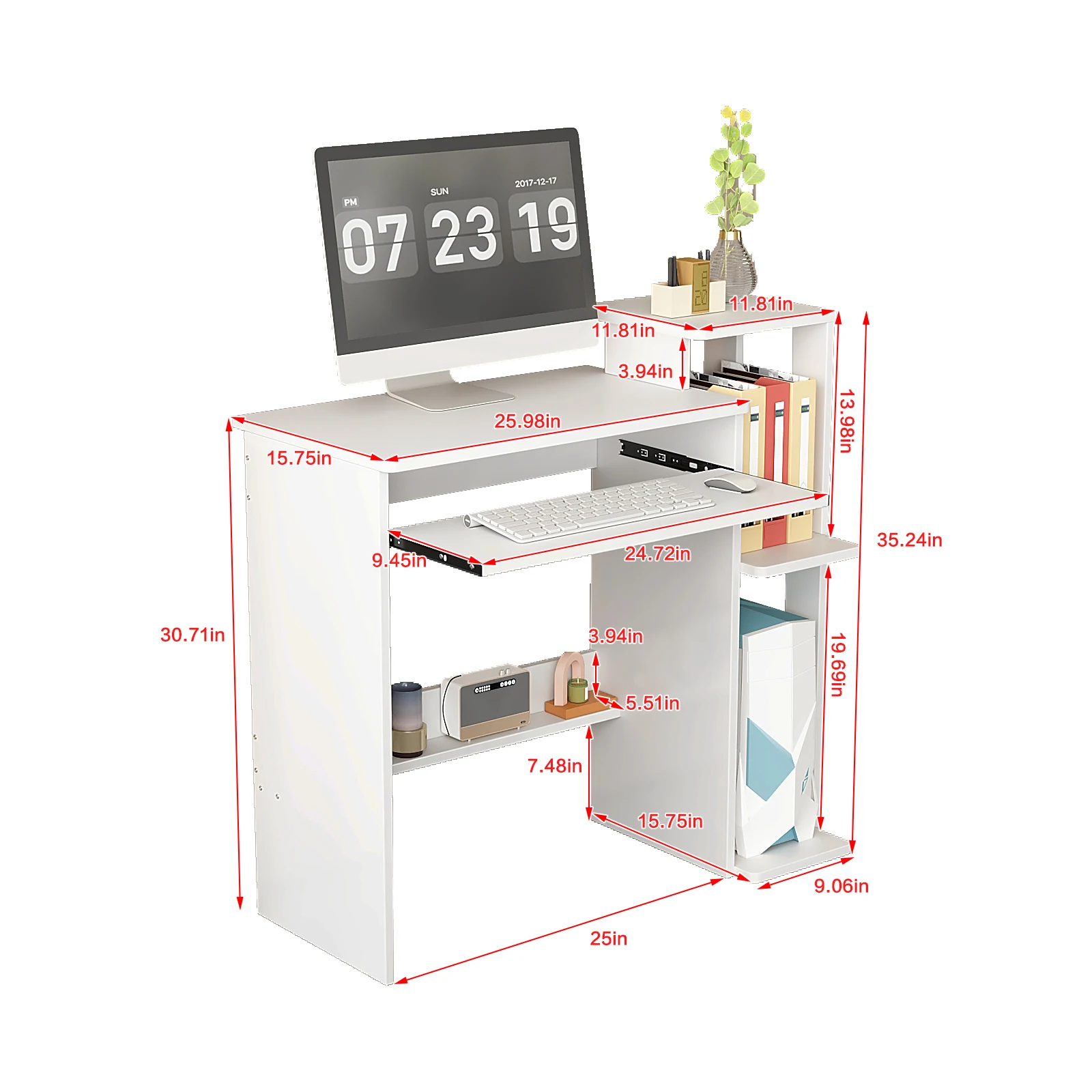 YQ FOREVER Storage Shelf Industrial Morden Laptop Table Home Office Small Study Writing Computer Desk