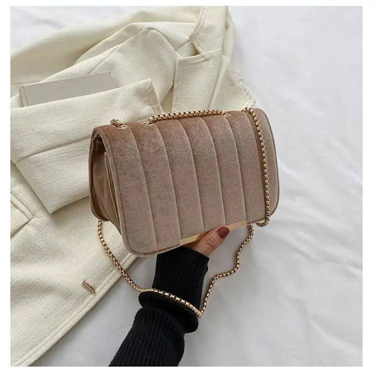 2023 Winter Autumn Fashion Suede Square Chain Sling Bag Ladies Cross Body Bag For Women