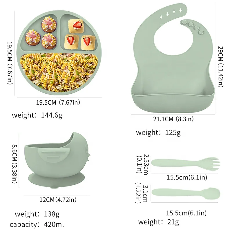 Wellfine Toddler Christmas Silicone Baby Feeding Supplies Snack Food Dinnerware Silicone Cup Bib Suction Plate Bowl Spoon Set