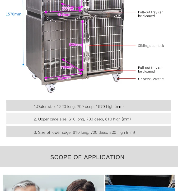High Quality Thermostatic Stainless Steel Dog Pet Cages Houses Temperature Control & Oxygen Cabin