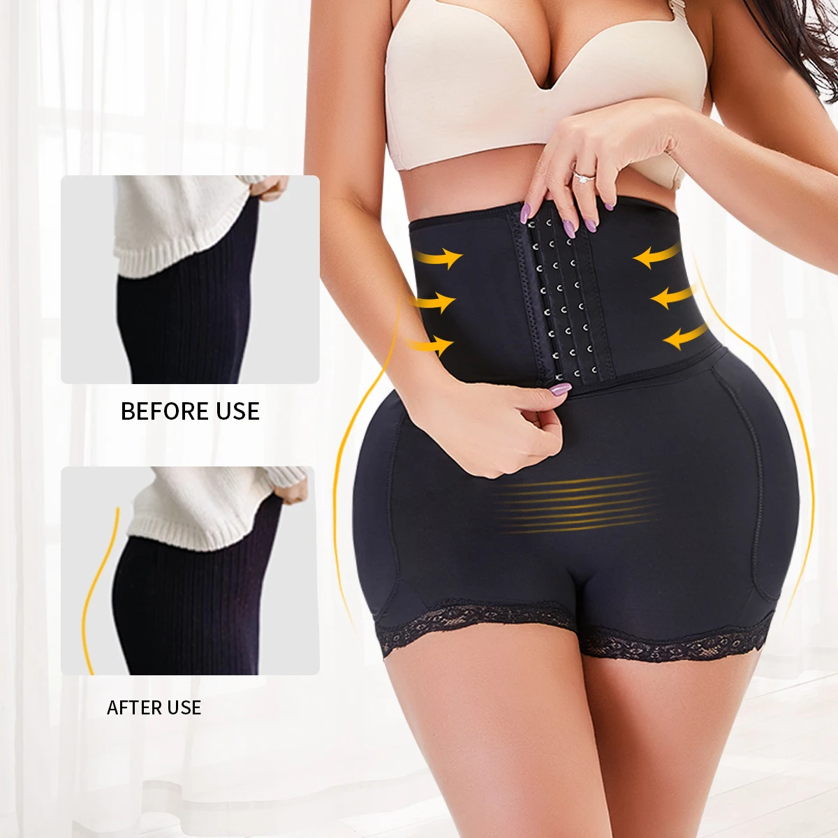 US Faja Colombiana High Waisted Butt Lifter Girdle Short Strapless Tummy Control