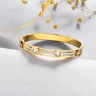Bangle Bangles Bangles BAOYAN Elegant Roman Numerals CZ Crystal Bangle Gold Stainless Steel Bangles