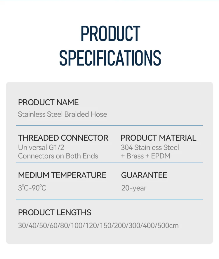 FANSKI Modern Design Style Stainless Steel Braided Flexible Kitchen Faucet Hose for Water Plumbing System factory