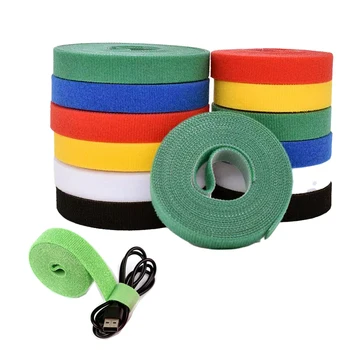 Colorful Flexible Automatic Double Side Reusable Carry Self Gripping Cinch Straps/ Hook Loop Cable Tie