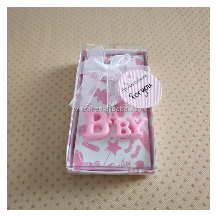 baby shower gift pink baby key chain