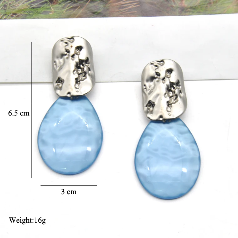 Custom vintage stud earrings for women new acrylic sheet board blue retro earrings