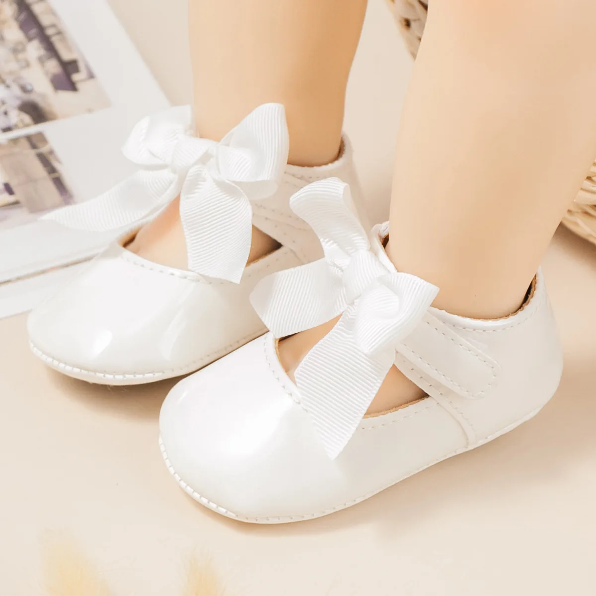 Fashion Spring&Autumn Baby Girl Lace Bow Design Princess Shoes With TPR Soled Baby Shoes details