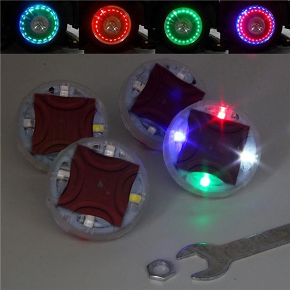 Solar Wheel Lights Car Motorcycle Decorative 12leds Tire Valve Caps