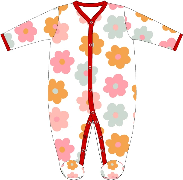 Wholesale Custom dual zipper fold over new born baby rompers baby girl clothes Toddler Pajamas sleeper Print Bamboo Baby Clothes