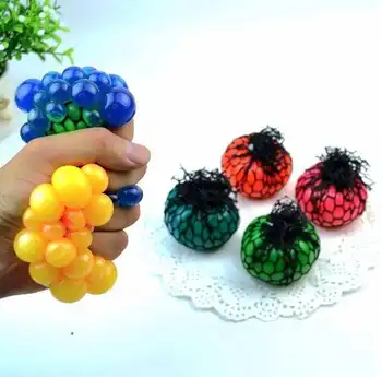 Hot Sale TPR Stress Ball Stress Relief Rubber Squeeze Grape Shape Mesh Squishy Fidget Sensory Decompression Toys OEM ODM