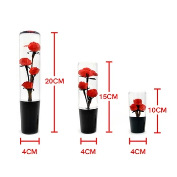 10CM 15CM 20CM Universal JDM Real Flower Gear Stick Shift Knob Acrylic Crystal Transparent Rose  Shift Head Car Accessories