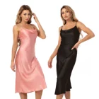 Long Ladies 2021 Sexy Women Cowl-neck Elegant Silk Satin Maxi Long Party Evening Dress Ladies Dress