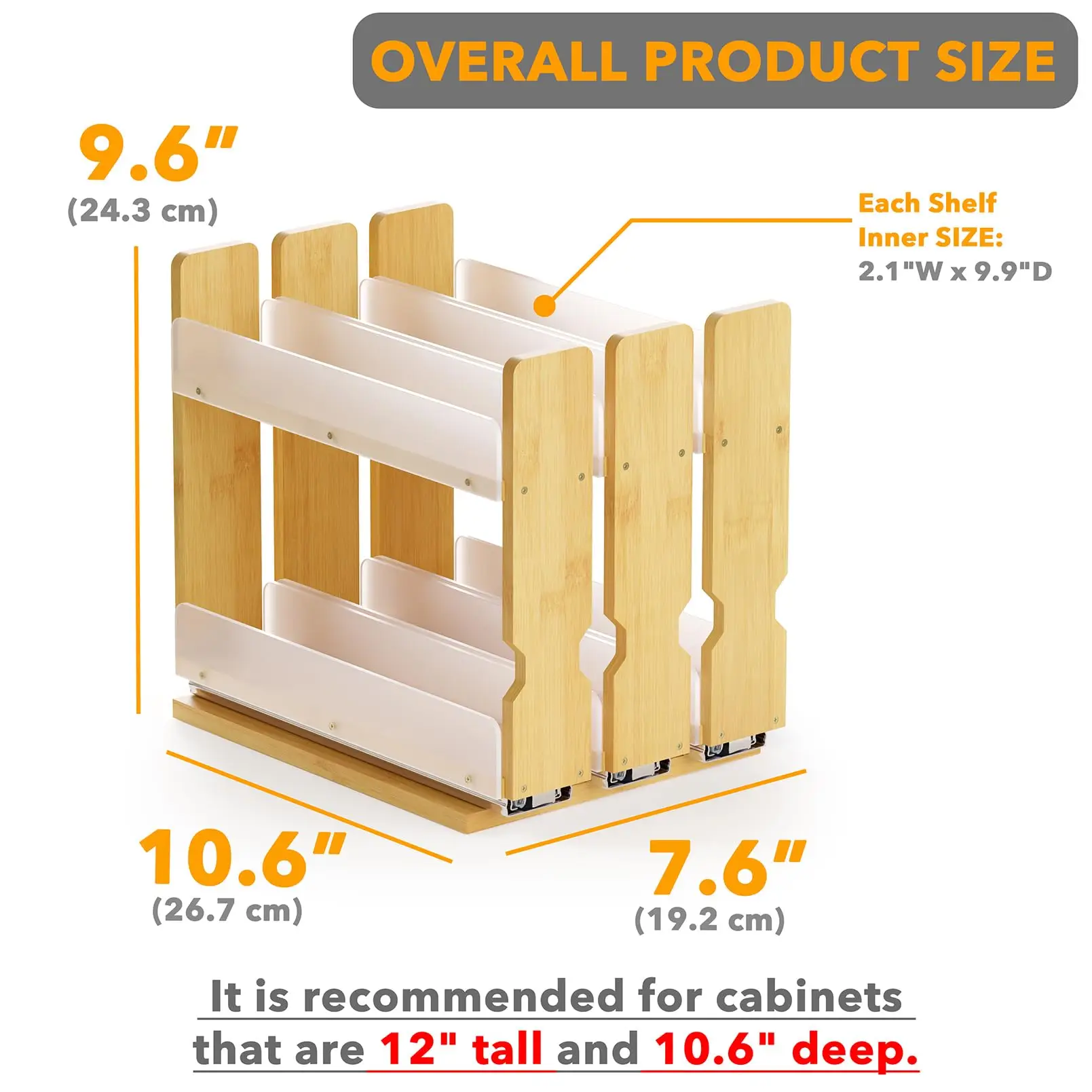 product bamboo pull out spice rack 3 drawers 2 tier eco friendly kitchen seasoning cabinet organizer space saving storage for kitchen494-4