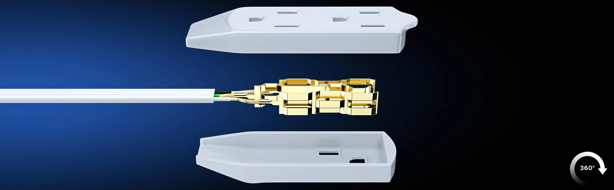 6 Ft 360 Rotatable Flat Plug Extension Cord 16 Awg Multi 3 Outlet 3 Prong Grounded Power Cord