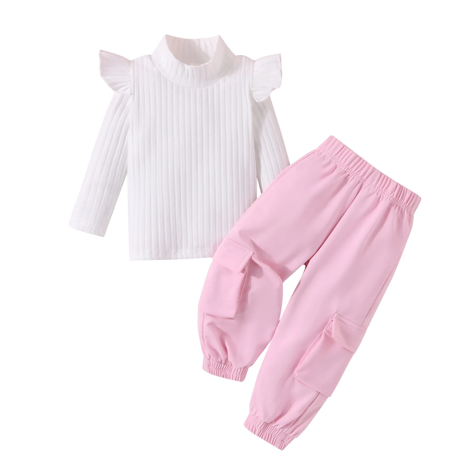 RTS new autumn girls clothing long sleeve t-shirt matching fashion trousers toddler children two piece clothes for kids