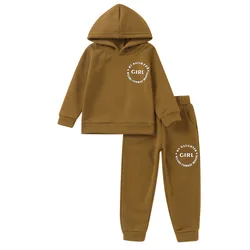 INS new Korean style toddler girls clothes solid fashion tracksuit boutique children's clothing casual fall kids hoodie sets